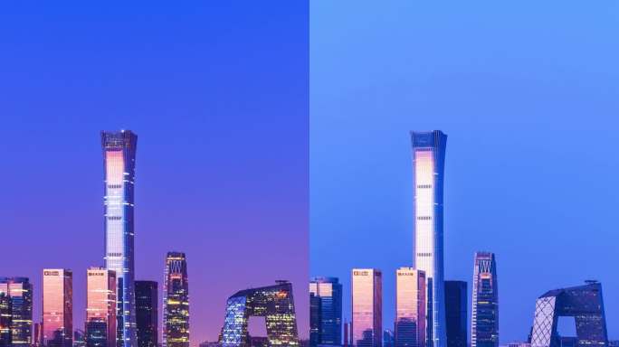 北京国贸CBD城市天际线日出延时