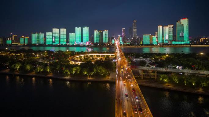 长沙夜景航拍七夕情人节我爱长沙【精品】