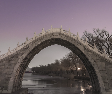 颐和园拱桥绣漪桥星轨延时摄影2-竖版