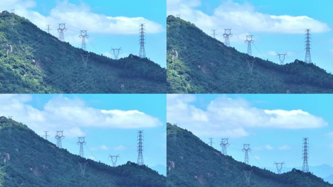 高山上的高压输电电塔