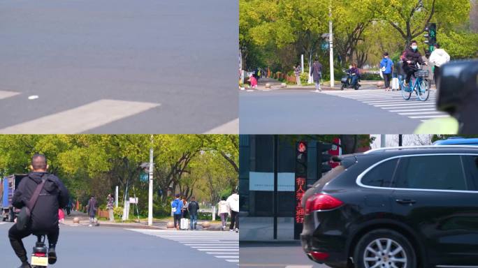 城市马路斑马线人行道行人人流街景视频素材