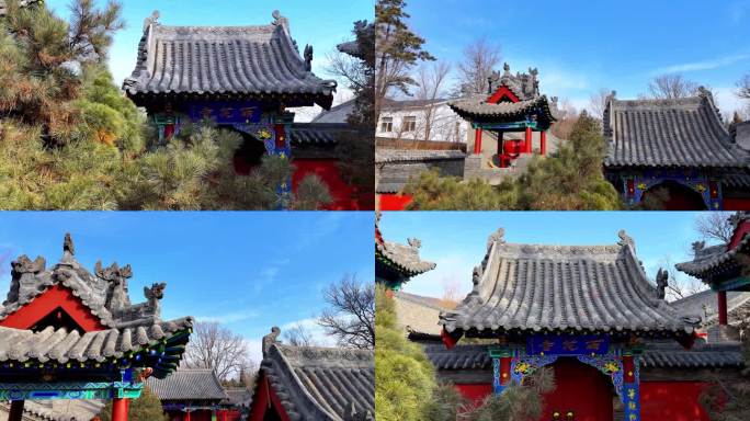 航拍山西太原晋祠公园雨花寺