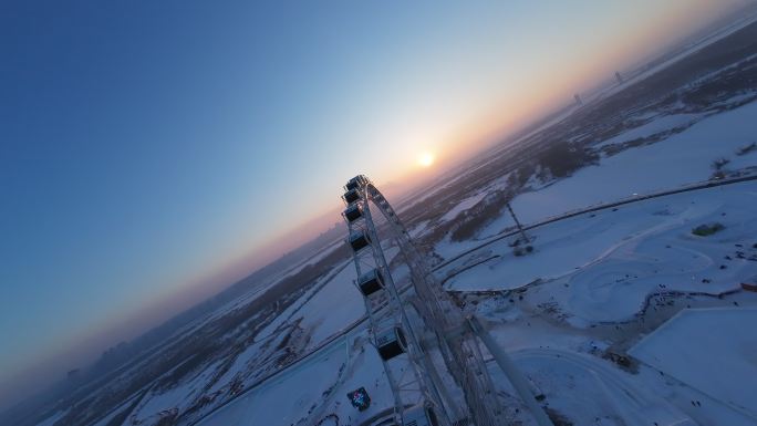 4K FPV穿越机哈尔滨冰雪大世界素材