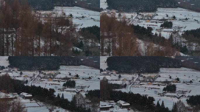 吉林松岭雪村旅游雪景山村中焦航拍