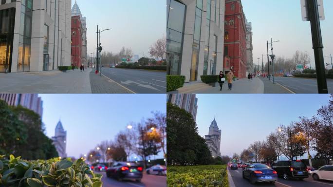 上海外滩建筑群街道街头街景夜景夜晚