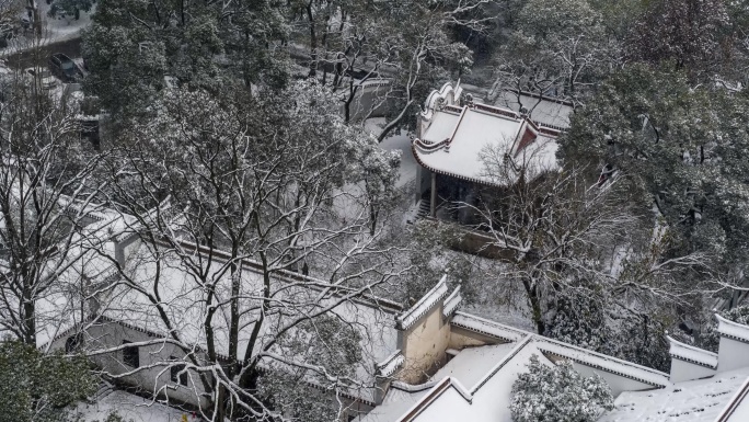 长沙岳麓山岳麓书院冬季通天雪景【精品】