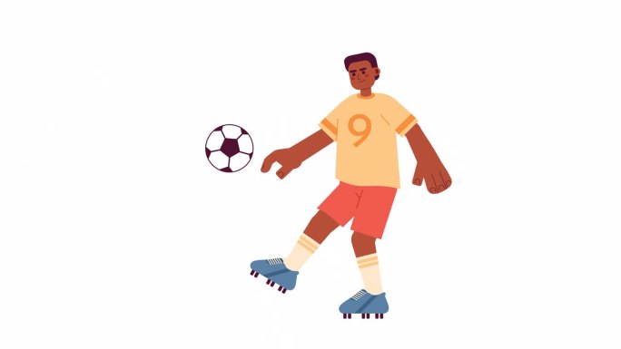 非裔美国球员杂耍足球2D角色动画