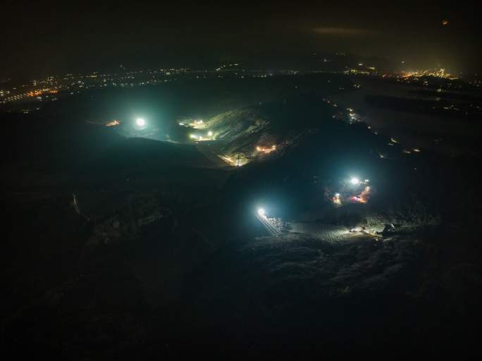 夜间工地航拍延时