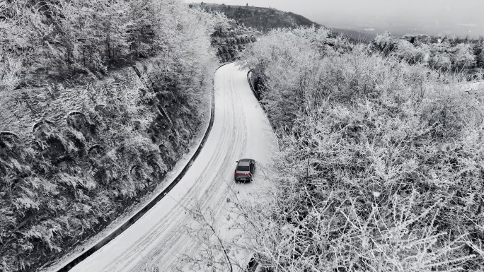 陕西秦岭骊山雪景温泉航拍