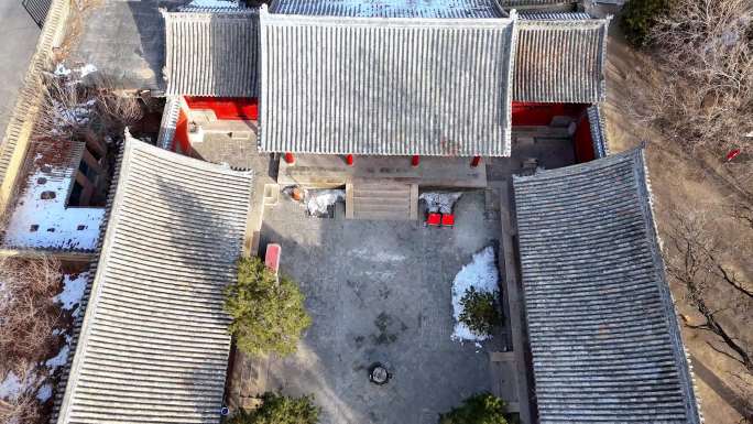 航拍山西太原晋祠公园雨花寺