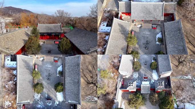 航拍山西太原晋祠公园雨花寺