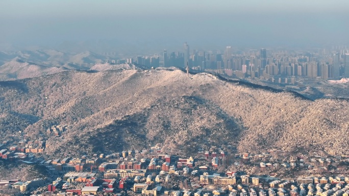 长沙岳麓山绝美雪景航拍