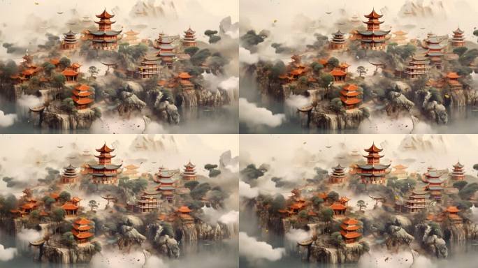 云顶天宫中国风舞台背景