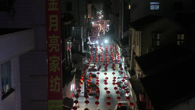 台州玉环楚门老街夜景航拍