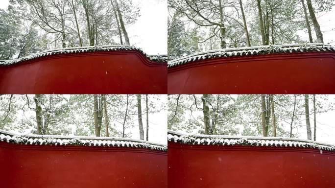 唯美冬韵红墙白雪禅意视频素材