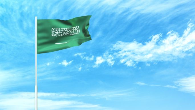 沙特国旗空中飘动