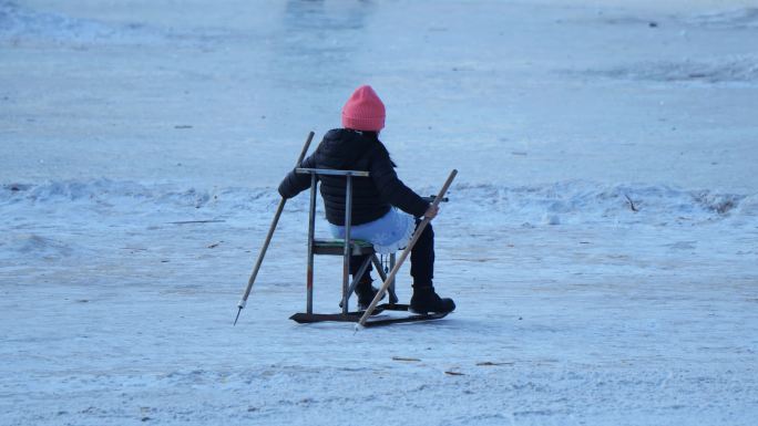 滑冰 冰车 冬季 运动 东北 冬天 活动