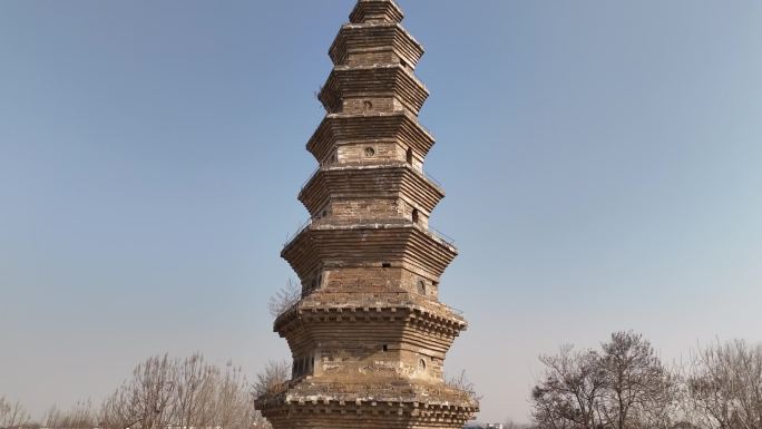 河南商丘睢县历史古迹风景名胜圣寿寺塔航拍