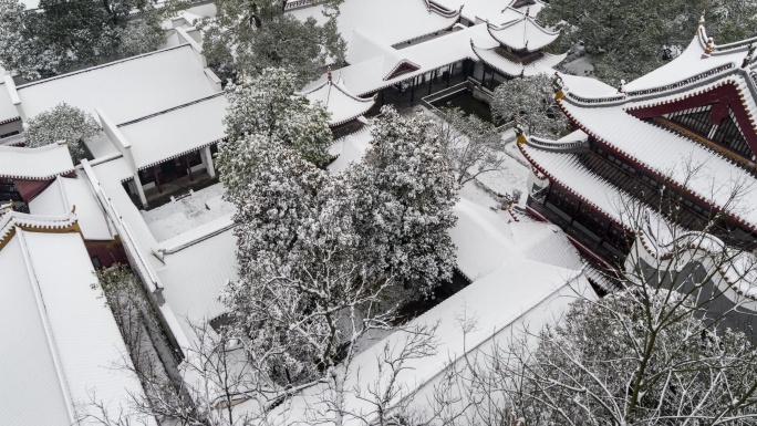 长沙岳麓山岳麓书院冬季通天雪景【精品】