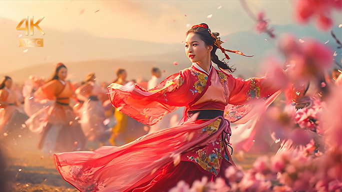 喜庆民族舞蹈 中华传统风情民俗 节日庆典