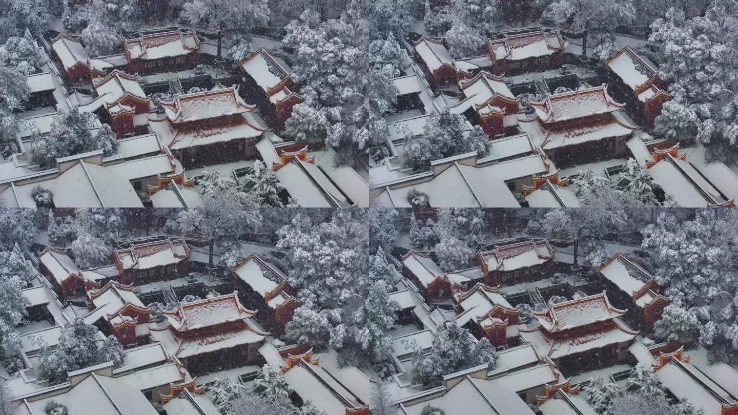 长沙岳麓书院雪景航拍