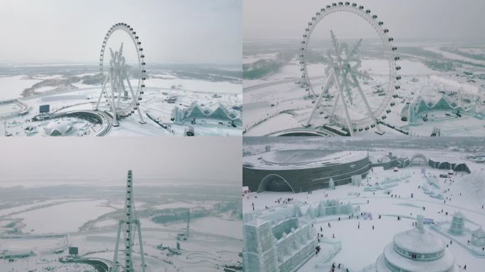 4K航拍原创第25届哈尔滨冰雪大世界