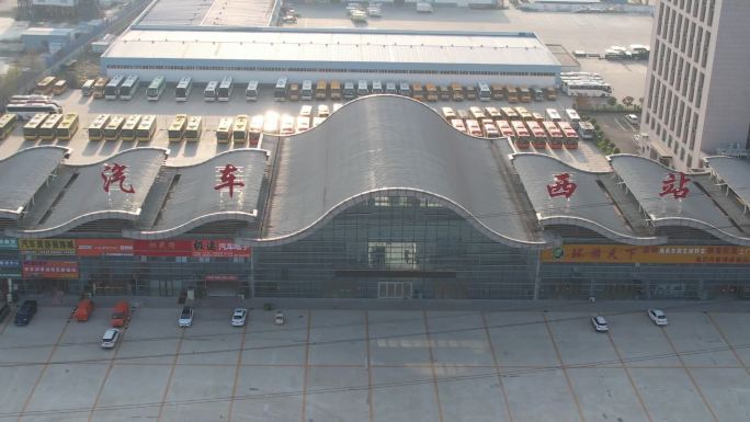 济宁汽车西站车站城市建筑航拍实拍