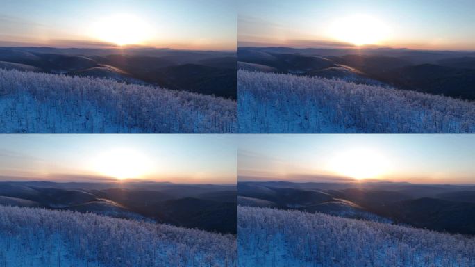 大兴安岭林海雪原雾凇夕照