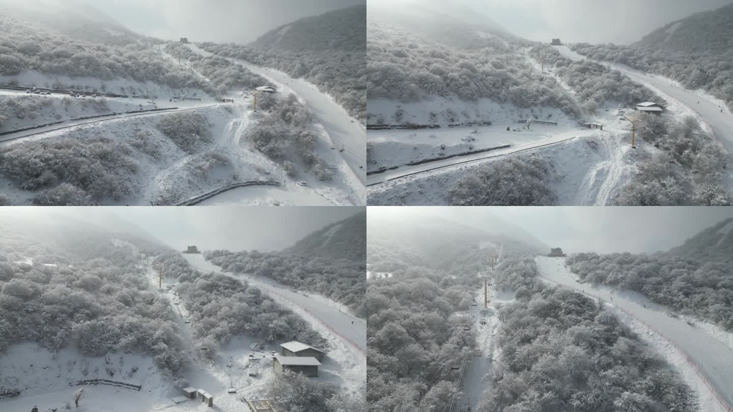 四川阿坝茂县九鼎山太子岭滑雪场风景航拍