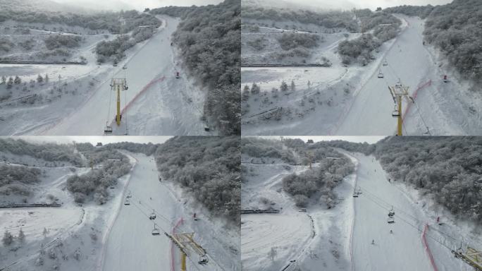 四川阿坝茂县九鼎山太子岭滑雪场风景航拍