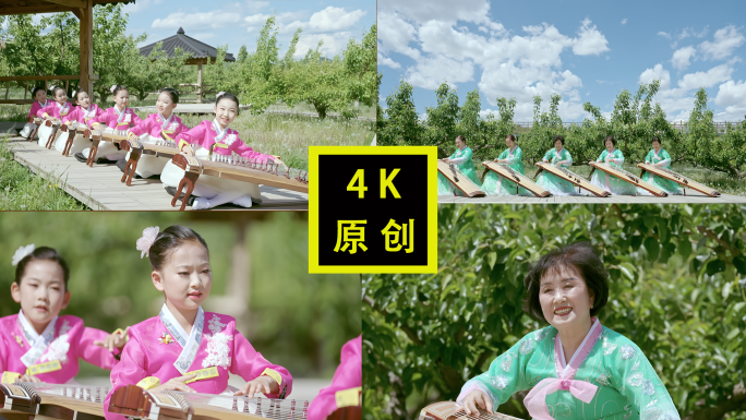 朝鲜族儿童古筝表演 朝鲜族中老年古筝演奏