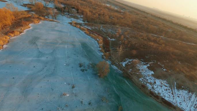 穿越机航拍北京永定河冬季冰河（4K50）