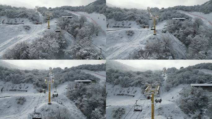 四川阿坝茂县九鼎山太子岭滑雪场风景航拍