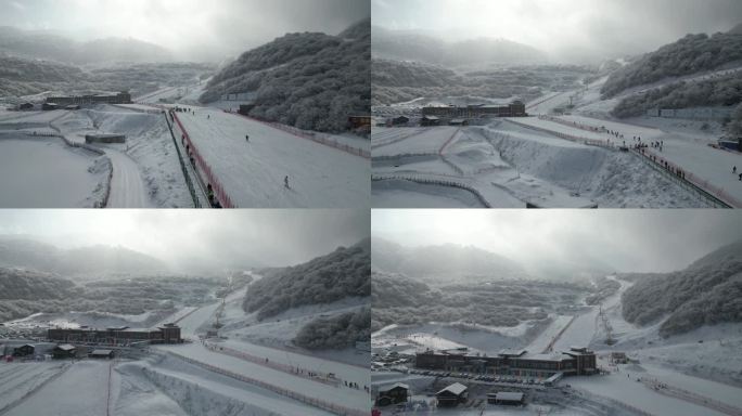 四川阿坝茂县九鼎山太子岭滑雪场风景航拍