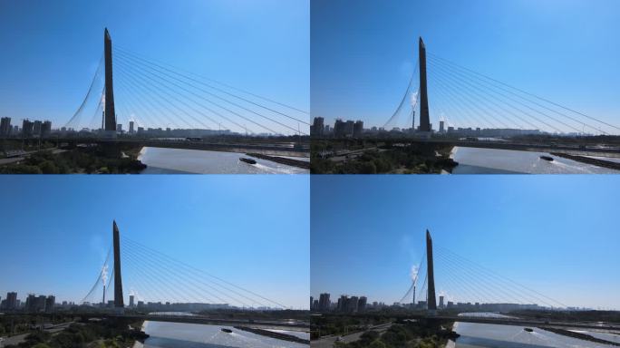 济宁兴唐运河大桥城市建筑航拍实拍