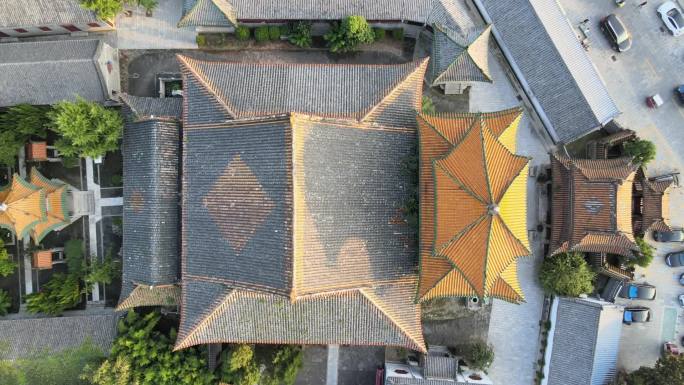 济宁东大寺寺庙城市古建筑航拍实拍