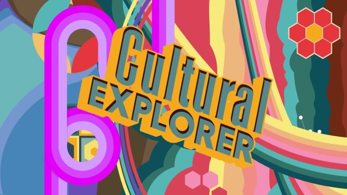 复古的70年代背景动画与文化探险家字，Groovy冒险70年代的艺术视频。
