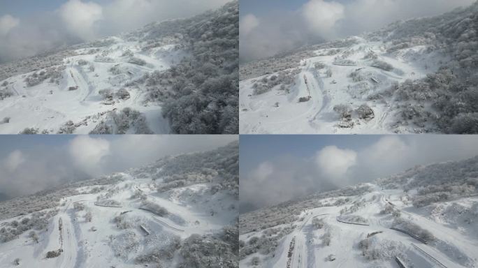 四川阿坝茂县九鼎山太子岭滑雪场风景航拍