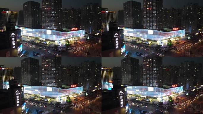 济宁万达广场城市建筑商圈夜景航拍实拍