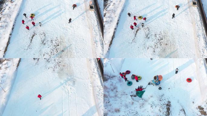 石家庄地标 抱犊寨景区 滑雪 航拍