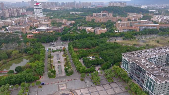 福州福建江夏学院大学城校区航拍校园风景风