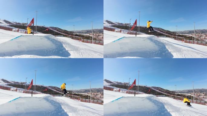 滑雪跳台摔跤 滑雪公园 富龙
