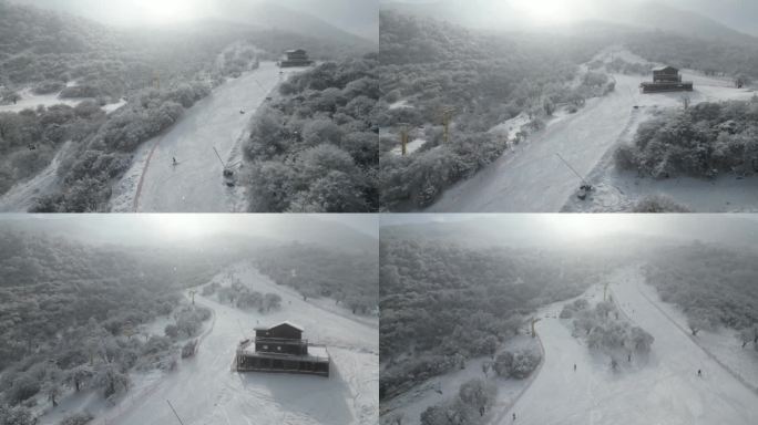 四川阿坝茂县九鼎山太子岭滑雪场风景航拍