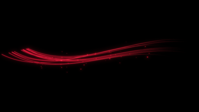 红色 唯美光线 粒子线条 光条 起伏线条