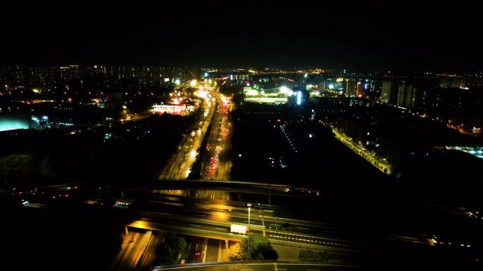 杭州钱塘新区德胜快速路车流夜景视频素材