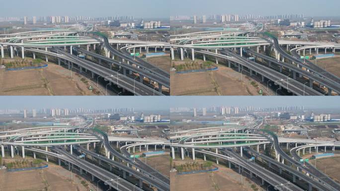 济宁高架桥立交桥城市建筑航拍实拍