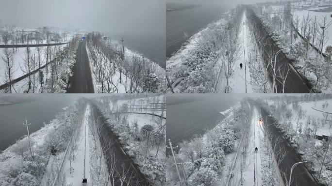 长沙大雪潇湘南路风光带