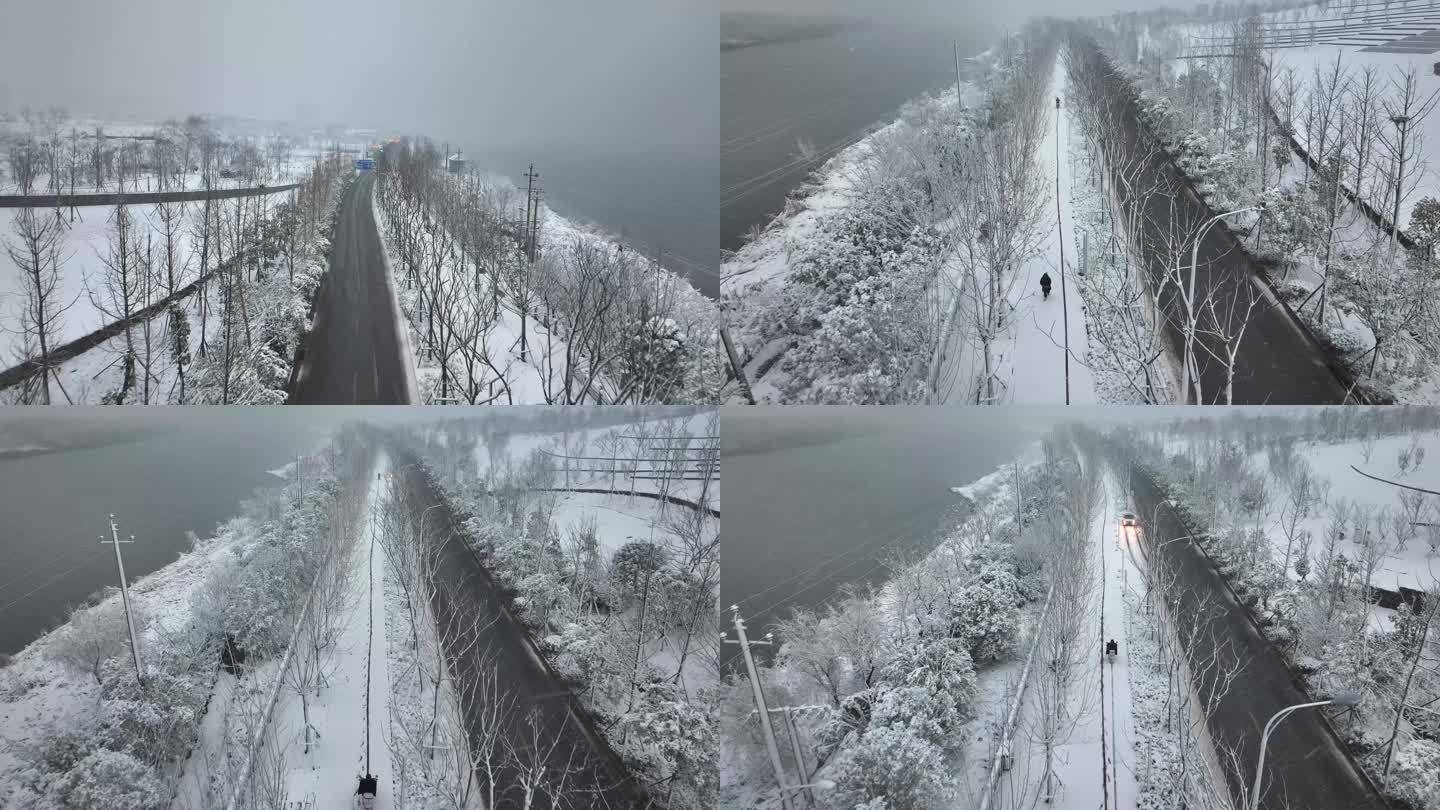 长沙大雪潇湘南路风光带