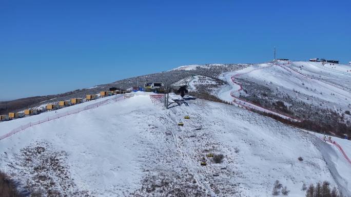 航拍崇礼云顶滑雪场冬奥雪道