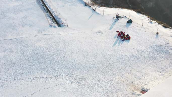 石家庄地标 抱犊寨景区 滑雪 航拍